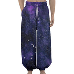 Dark Purple Galaxy Outer Space Print Lantern Pants