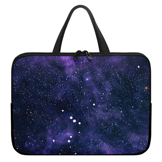 Dark Purple Galaxy Outer Space Print Laptop Sleeve With Handle