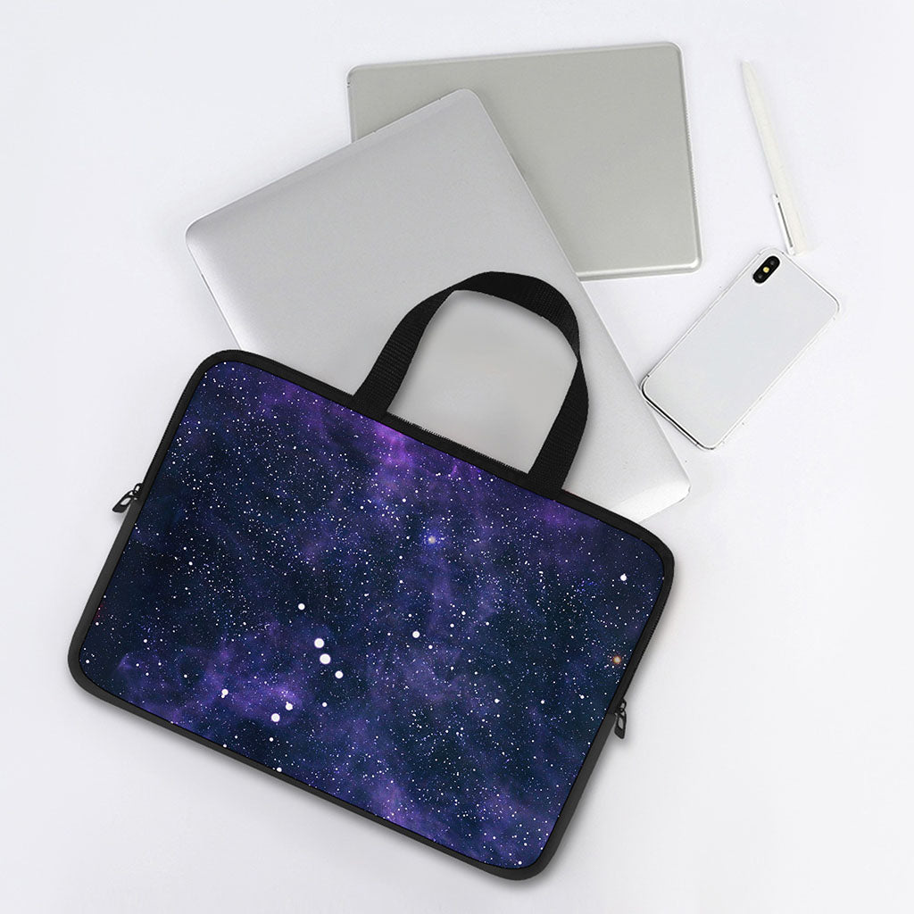 Dark Purple Galaxy Outer Space Print Laptop Sleeve With Handle