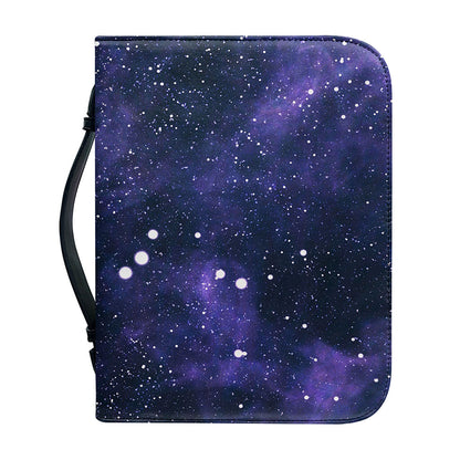 Dark Purple Galaxy Outer Space Print Leather Bible Cover