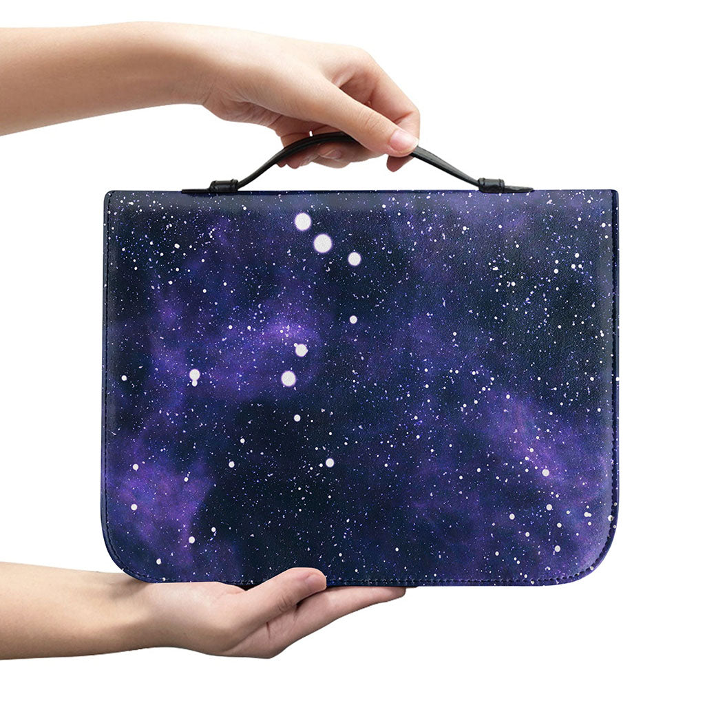 Dark Purple Galaxy Outer Space Print Leather Bible Cover