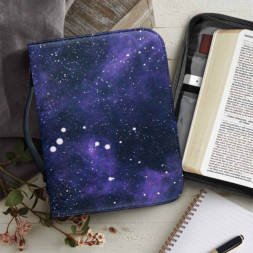 Dark Purple Galaxy Outer Space Print Leather Bible Cover