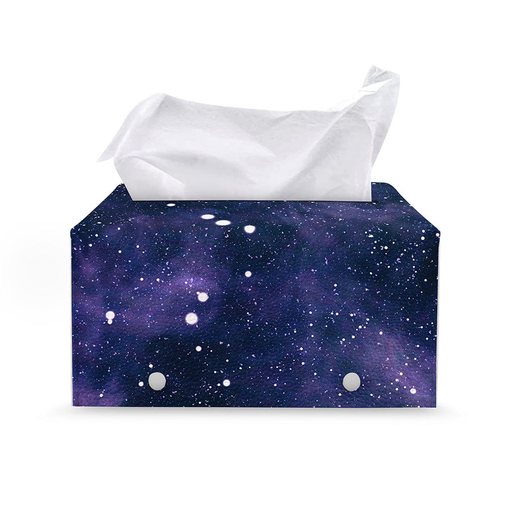 Dark Purple Galaxy Outer Space Print Leather Tissue Box Cover