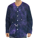 Dark Purple Galaxy Outer Space Print Long Sleeve Baseball Jersey