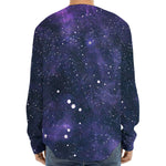 Dark Purple Galaxy Outer Space Print Long Sleeve Baseball Jersey