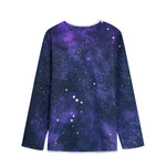 Dark Purple Galaxy Outer Space Print Long Sleeve Short Coat