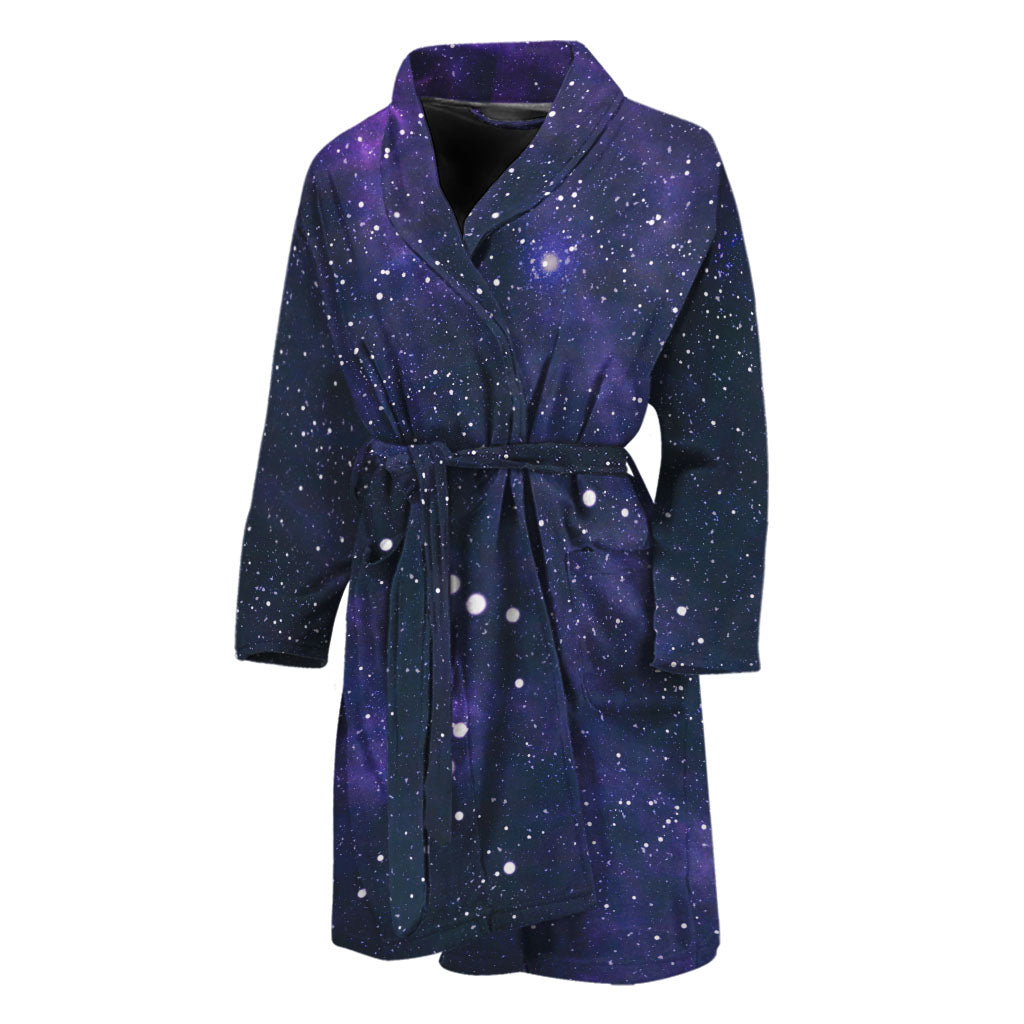 Dark Purple Galaxy Outer Space Print Men's Bathrobe