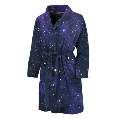 Dark Purple Galaxy Outer Space Print Men's Bathrobe