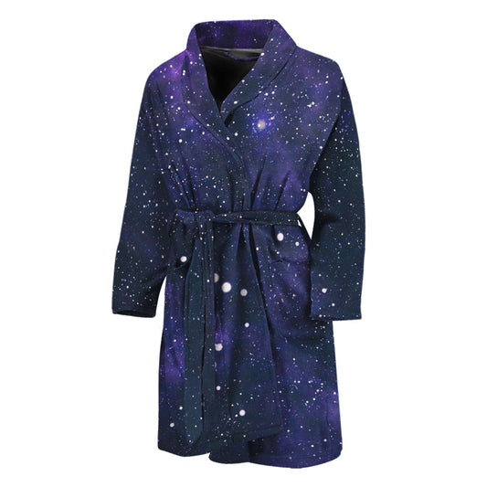 Dark Purple Galaxy Outer Space Print Men's Bathrobe
