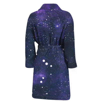 Dark Purple Galaxy Outer Space Print Men's Bathrobe