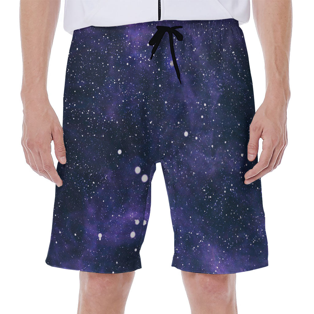 Dark Purple Galaxy Outer Space Print Men's Beach Shorts