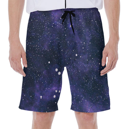 Dark Purple Galaxy Outer Space Print Men's Beach Shorts