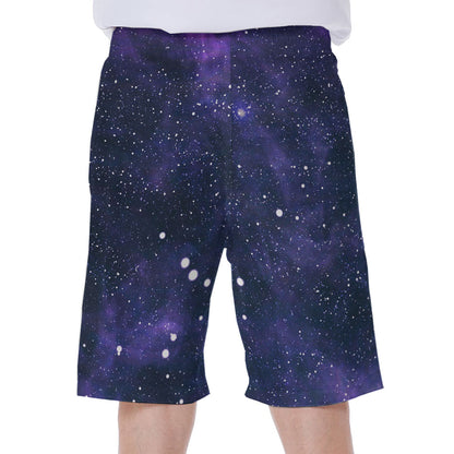 Dark Purple Galaxy Outer Space Print Men's Beach Shorts