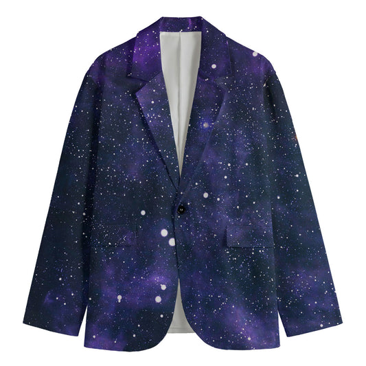 Dark Purple Galaxy Outer Space Print Men's Blazer