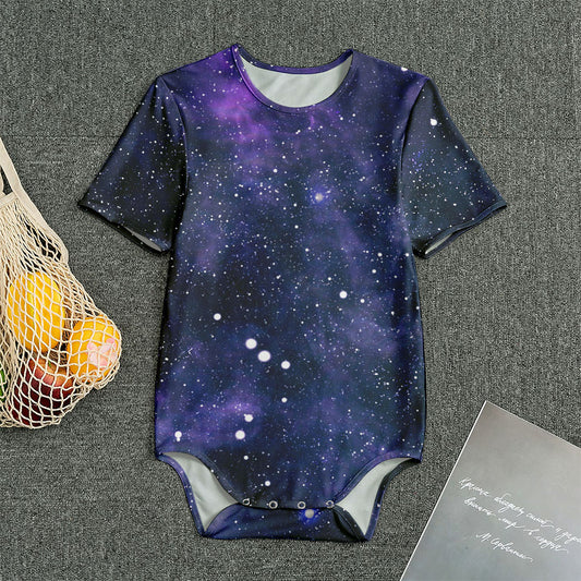 Dark Purple Galaxy Outer Space Print Men's Bodysuit