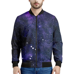 Dark Purple Galaxy Outer Space Print Men's Bomber Jacket