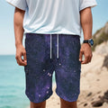 Dark Purple Galaxy Outer Space Print Men's Cargo Shorts