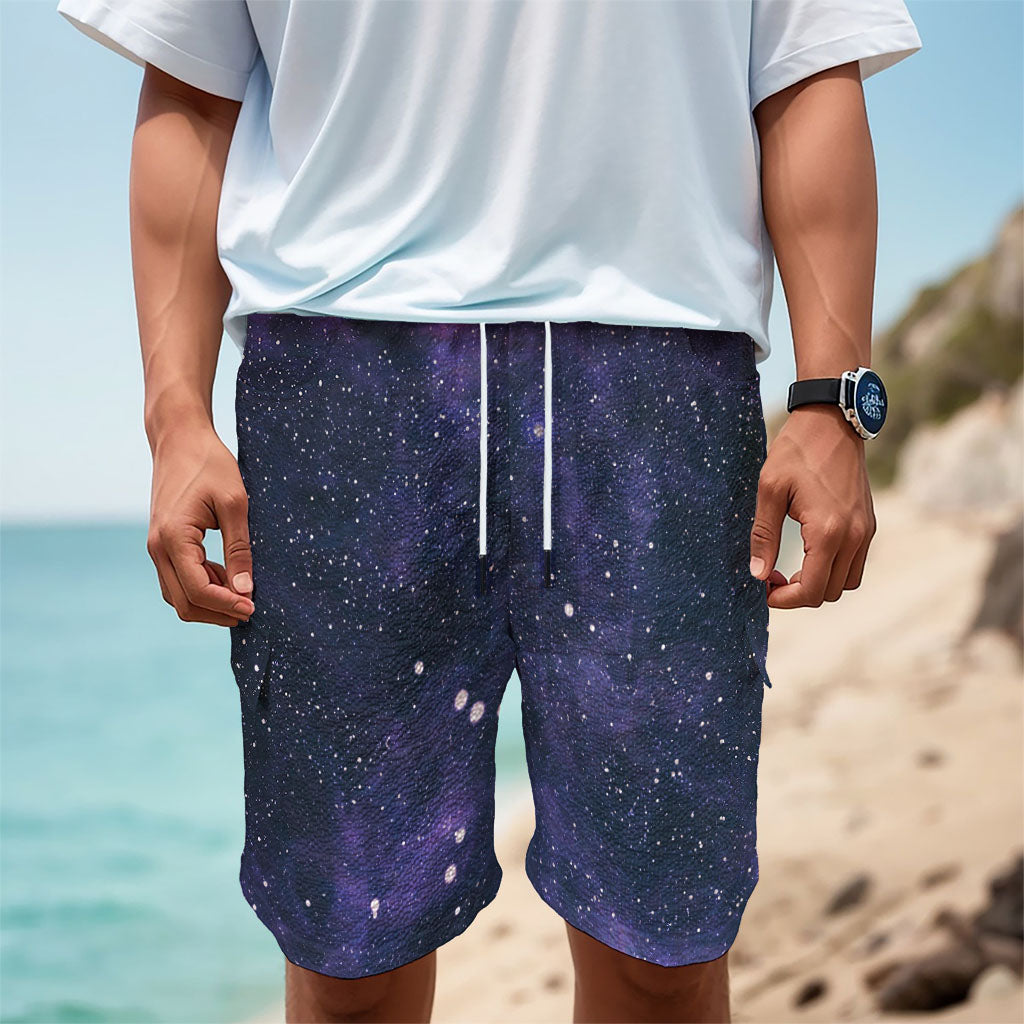 Dark Purple Galaxy Outer Space Print Men's Cargo Shorts