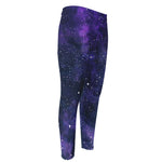 Dark Purple Galaxy Outer Space Print Men's Compression Pants