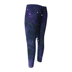 Dark Purple Galaxy Outer Space Print Men's Compression Pants