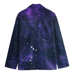 Dark Purple Galaxy Outer Space Print Men's Cotton Blazer