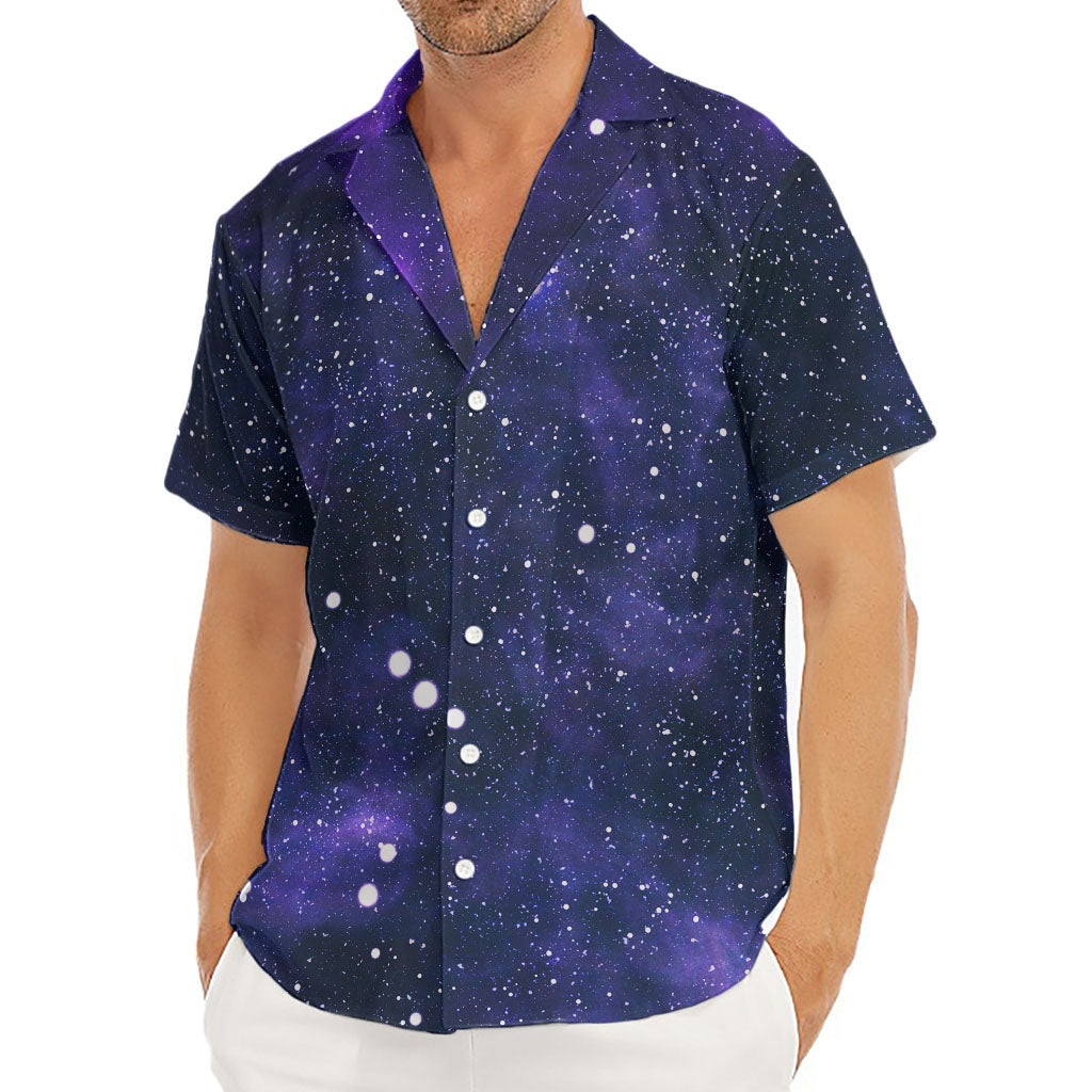 Dark Purple Galaxy Outer Space Print Men's Deep V-Neck Shirt