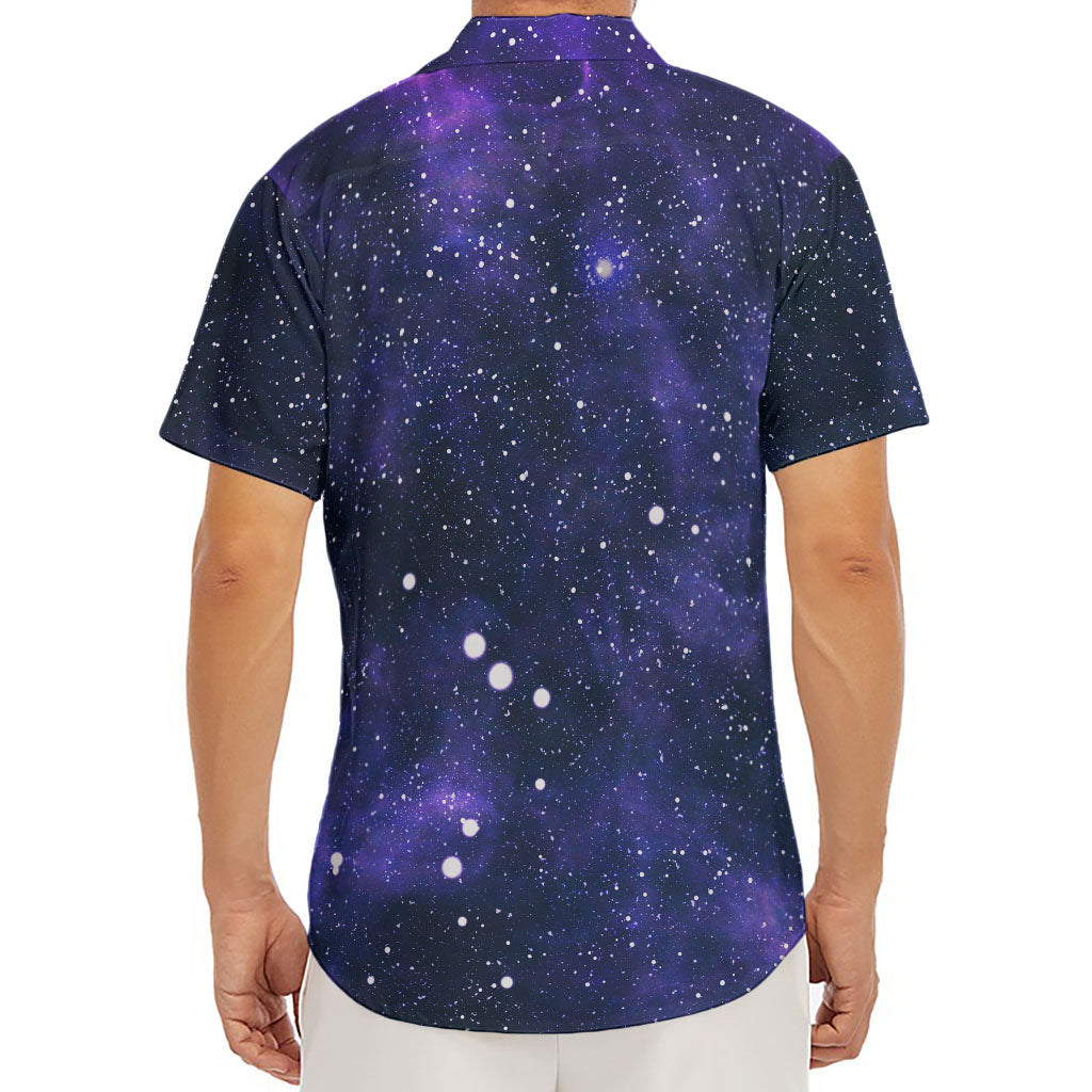Dark Purple Galaxy Outer Space Print Men's Deep V-Neck Shirt