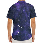 Dark Purple Galaxy Outer Space Print Men's Deep V-Neck Shirt