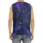 Dark Purple Galaxy Outer Space Print Men's Fitness Tank Top