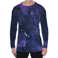 Dark Purple Galaxy Outer Space Print Men's Long Sleeve T-Shirt