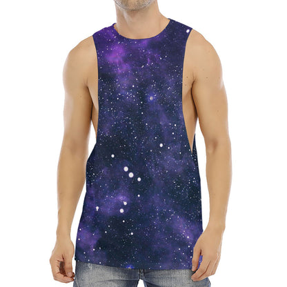 Dark Purple Galaxy Outer Space Print Men's Muscle Tank Top