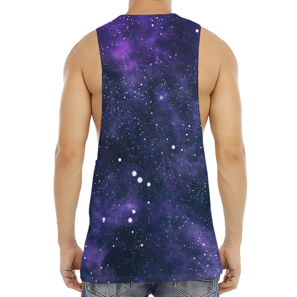 Dark Purple Galaxy Outer Space Print Men's Muscle Tank Top