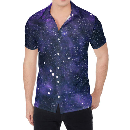 Dark Purple Galaxy Outer Space Print Men's Shirt
