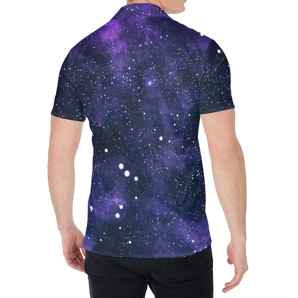 Dark Purple Galaxy Outer Space Print Men's Shirt