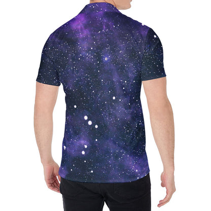 Dark Purple Galaxy Outer Space Print Men's Shirt