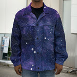 Dark Purple Galaxy Outer Space Print Men's Shirt Jacket