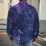 Dark Purple Galaxy Outer Space Print Men's Shirt Jacket