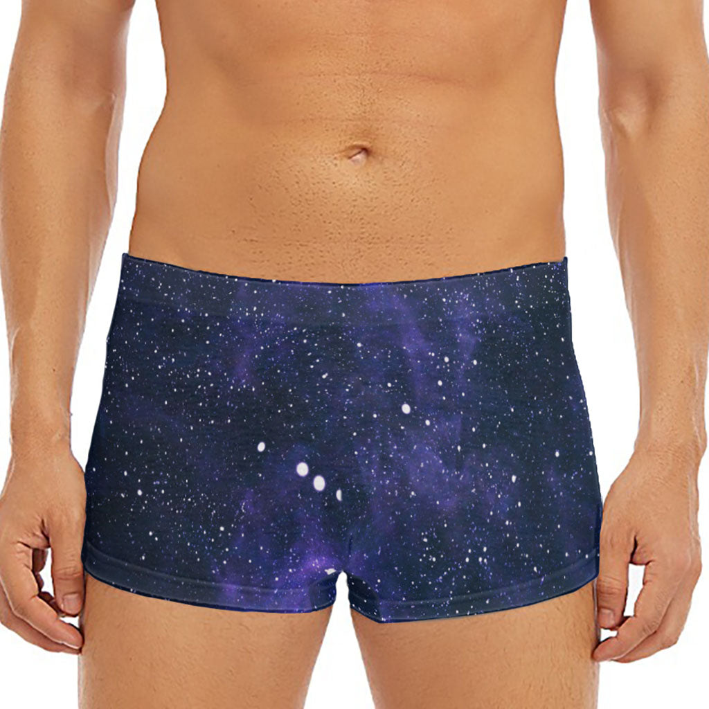 Dark Purple Galaxy Outer Space Print Men's Short Boxer Briefs