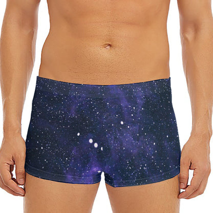 Dark Purple Galaxy Outer Space Print Men's Short Boxer Briefs