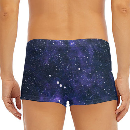 Dark Purple Galaxy Outer Space Print Men's Short Boxer Briefs