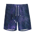 Dark Purple Galaxy Outer Space Print Men's Athletic Shorts