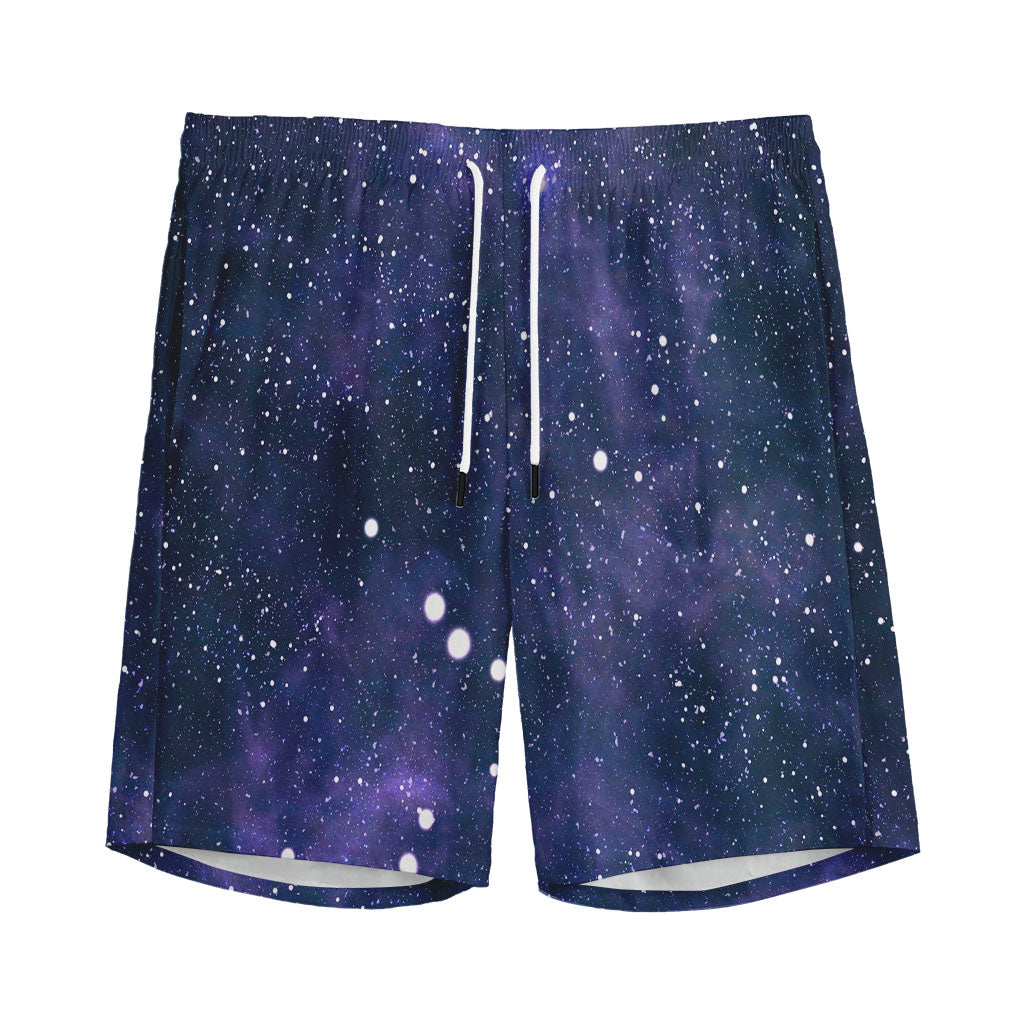 Dark Purple Galaxy Outer Space Print Men's Sports Shorts