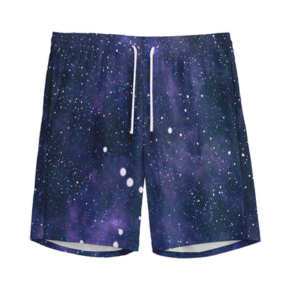 Dark Purple Galaxy Outer Space Print Men's Sports Shorts