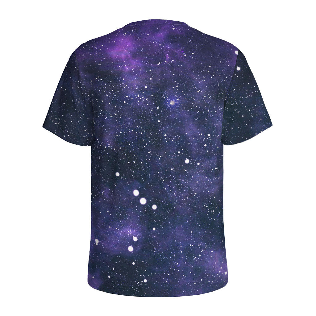 Dark Purple Galaxy Outer Space Print Men's Sports T-Shirt