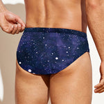 Dark Purple Galaxy Outer Space Print Men's Swim Briefs