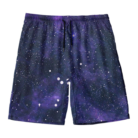 Dark Purple Galaxy Outer Space Print Men's Swim Trunks