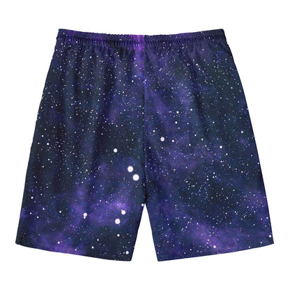 Dark Purple Galaxy Outer Space Print Men's Swim Trunks