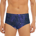 Dark Purple Galaxy Outer Space Print Men's Triangle Swim Briefs