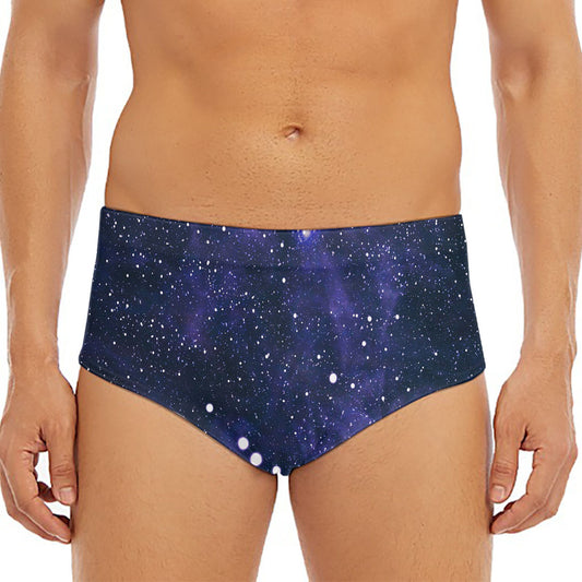 Dark Purple Galaxy Outer Space Print Men's Triangle Swim Briefs