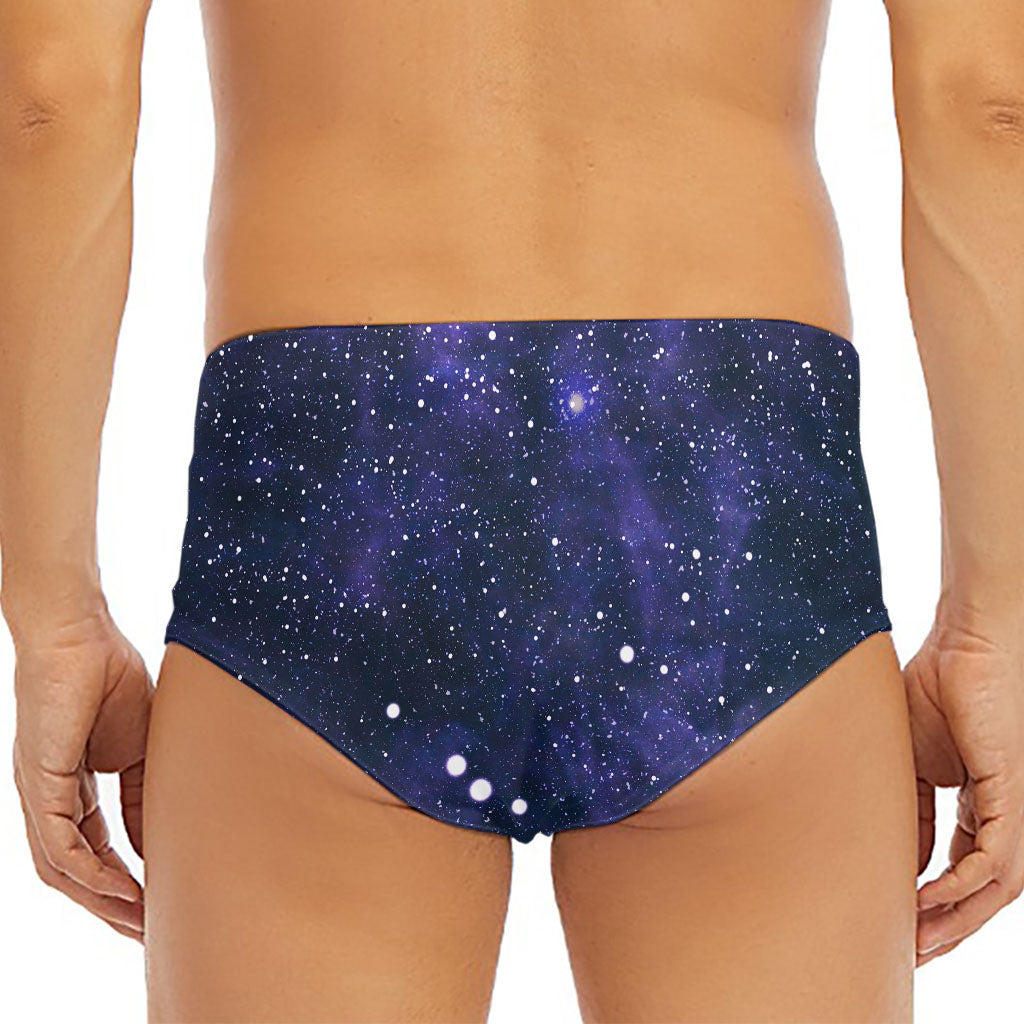 Dark Purple Galaxy Outer Space Print Men's Triangle Swim Briefs